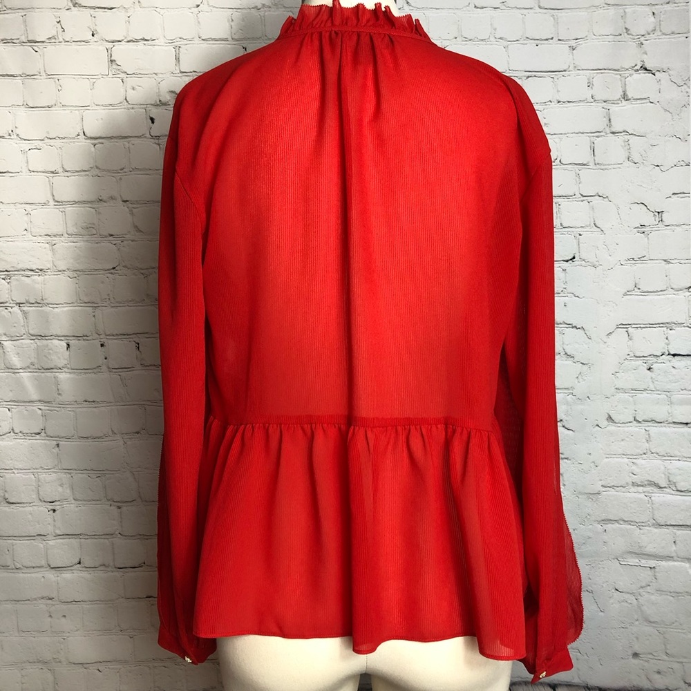 Red Chiffon Blouse Top | Laundry by Shelli Segal - Picture 2 of 7